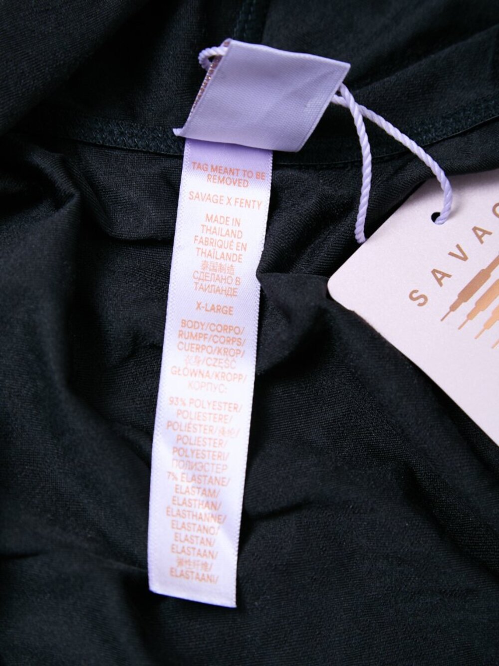 Savage x Fenty Charmed Prince Hooded Long Sleeve Bodysuit Teddy Black Caviar NWT - Picture 8 of 12